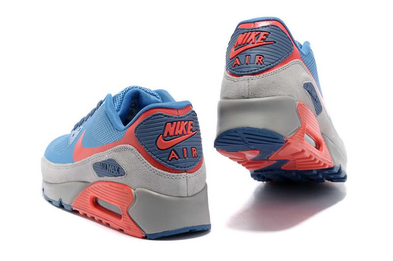 Air Max 90 Hyperfuse fourrure Chaussures Hommes Bleu Gris Orange (4)